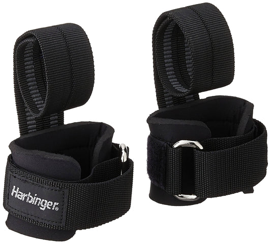 Harbinger Big Grip No-slip Nylon Lifting Straps with Duragrip Pair, Black, 21.5