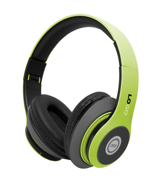 iJoy Matte Finish Premium Rechargeable Wireless Headphones Bluetooth Over Ear Headphones Foldable Headset with Mic (srg-lime)