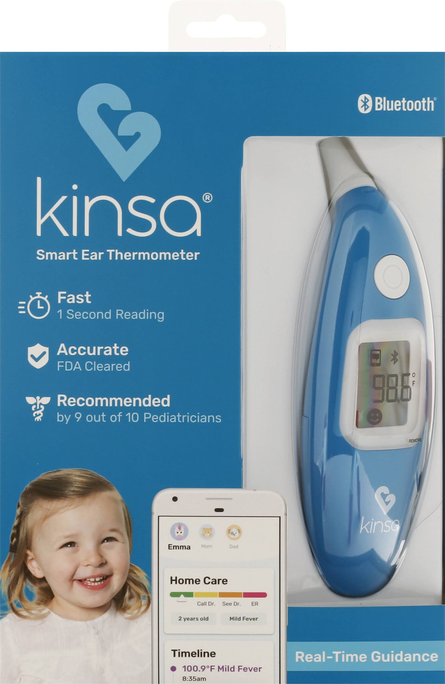 Kinsa Ear Thermometer, Smart, Bluetooth