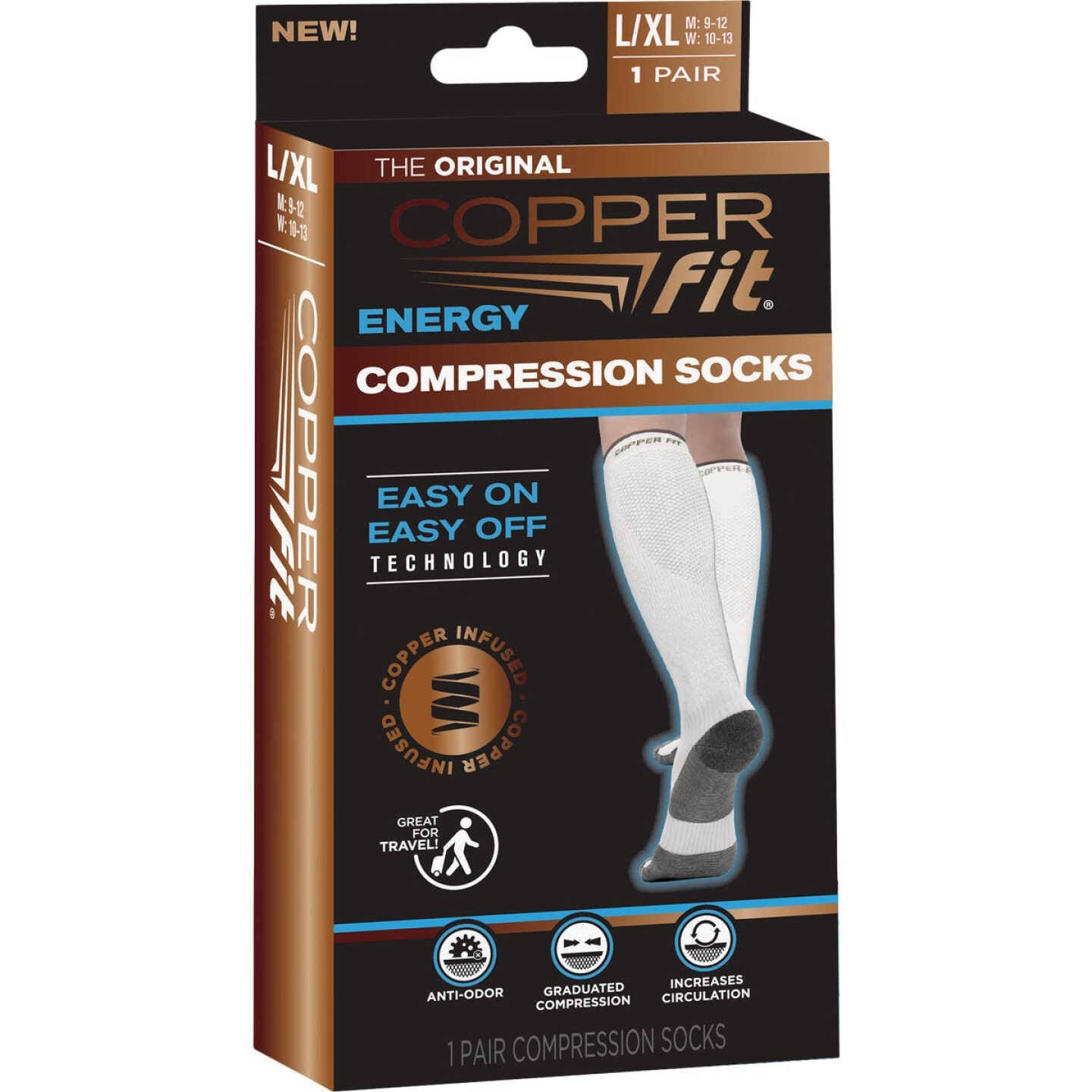 Copper Fit Compression Socks, Energy, S/M