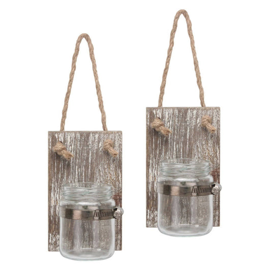 Stonebriar Natural Wall Sconce Set with Hanging Loop, Brown, 2 Count