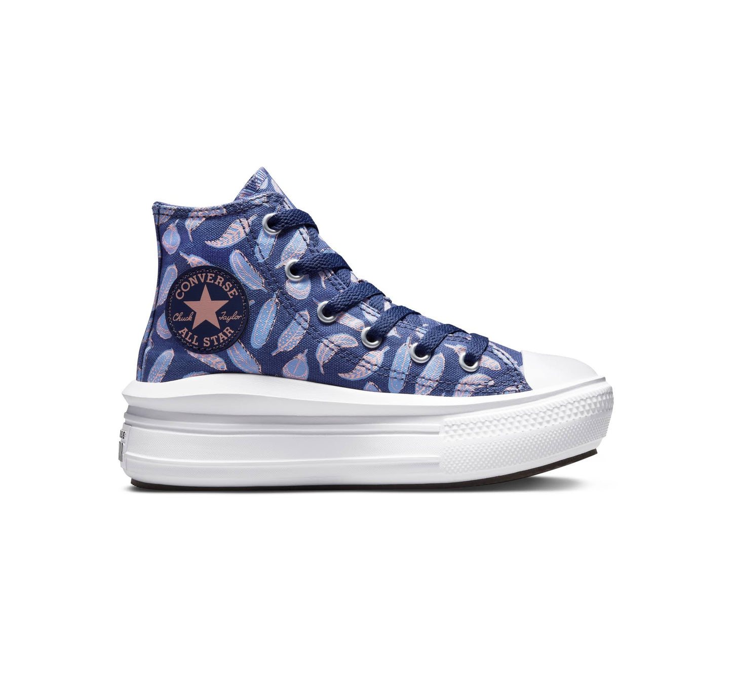 Converse Chuck Taylor All Star Move Platform Feathers High Top (Blue Size 2) Big Kids Canvas Shoes