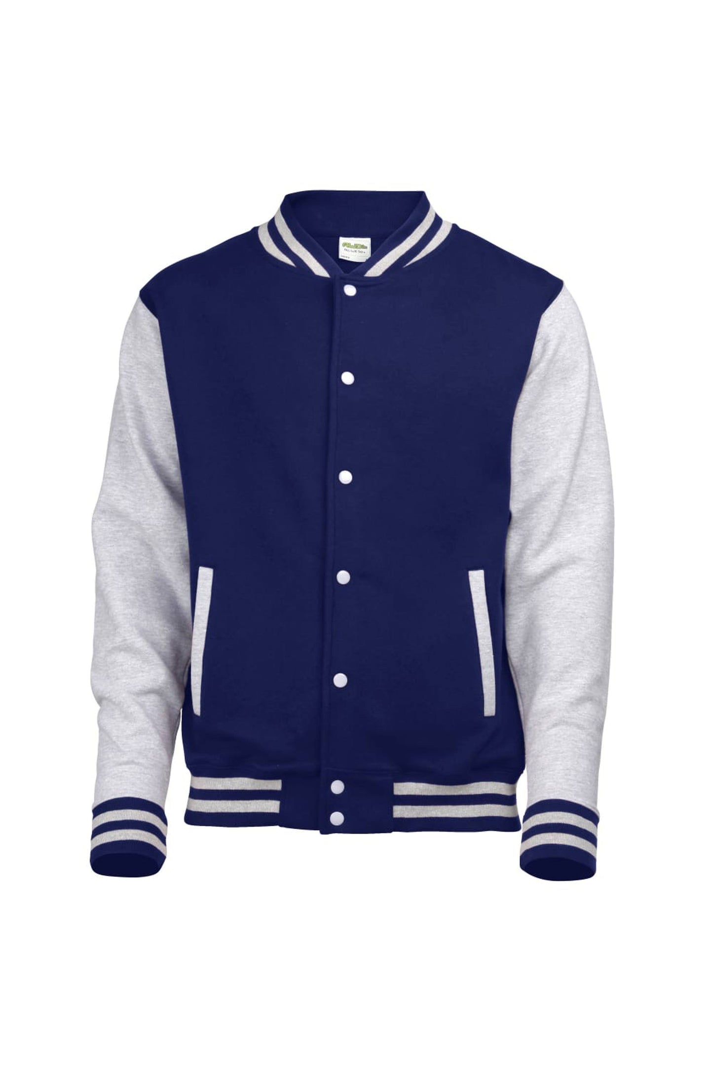 AWDis Unisex Varsity Jacket - Oxford Navy / Heather Gray, XL