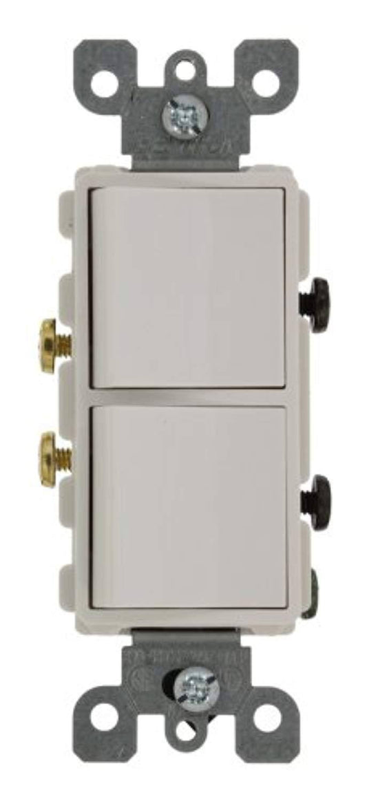 Leviton 5627-I Decora Combo Switch Single-Pole/Single-Pole 20A 120/277V - Ivory