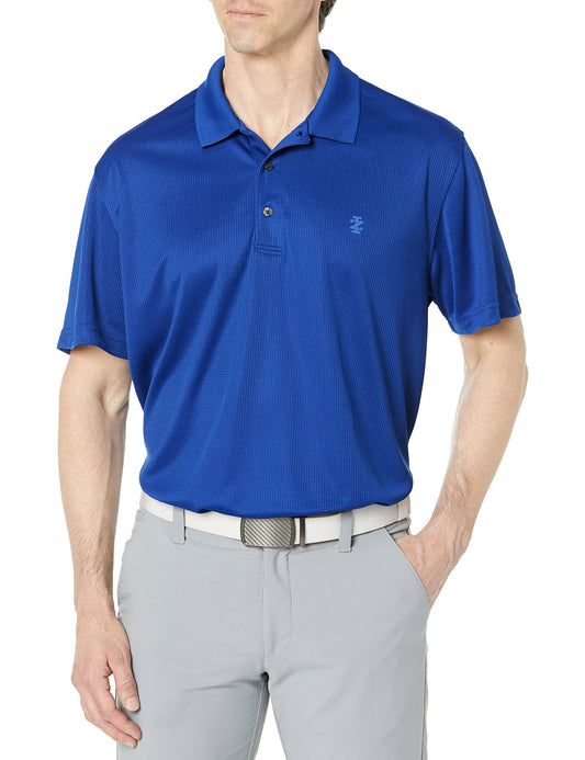 Izod Mens Golf Grid Polo Shirt, Blue, Large