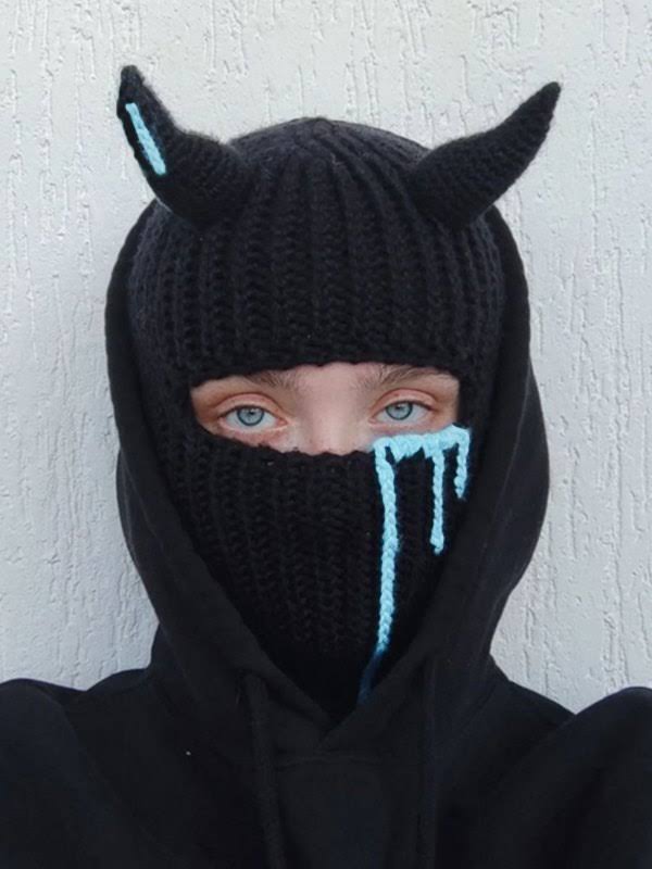 Animal Horn Bloody Knitted Balaclava