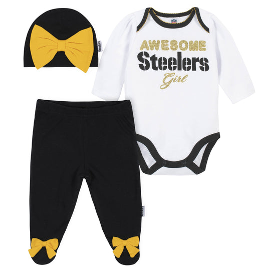 Gerber Infant Girls Pittsburgh Steelers Onesie Footed Pants Set