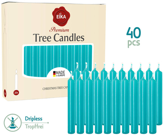 Eika Premium Christmas Tree Candles - Set of 20 Traditional Christmas Wax Candles for Pyramids, carousels & Chimes - Made in Europe - Solid Colored