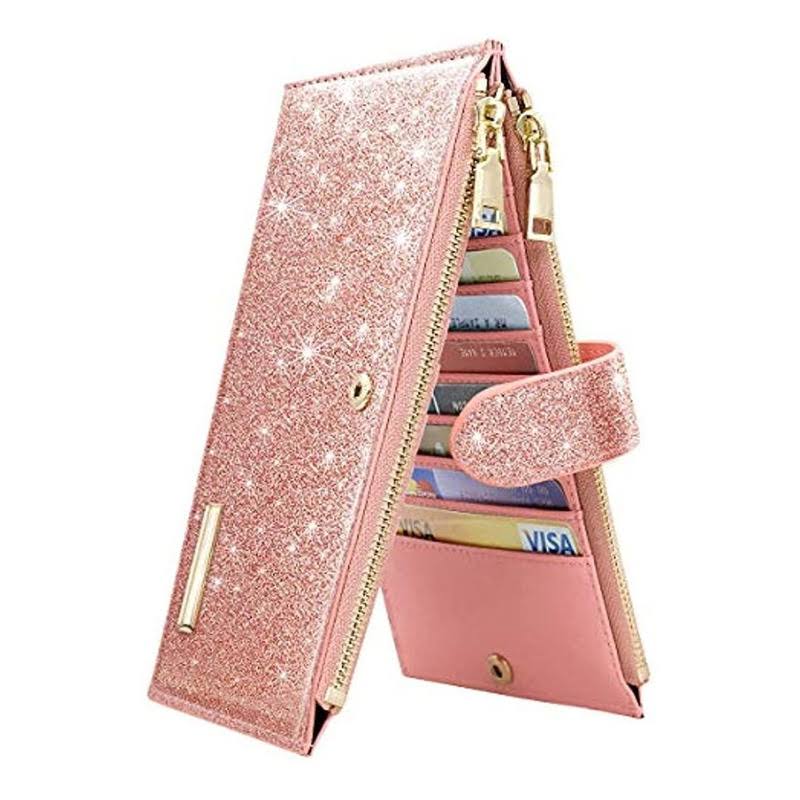 Coco Rossi Womens RFID Blocking Large Capacity Wallet Multi Card Organizer Bifold Wallet for Women with Zipper Pocket