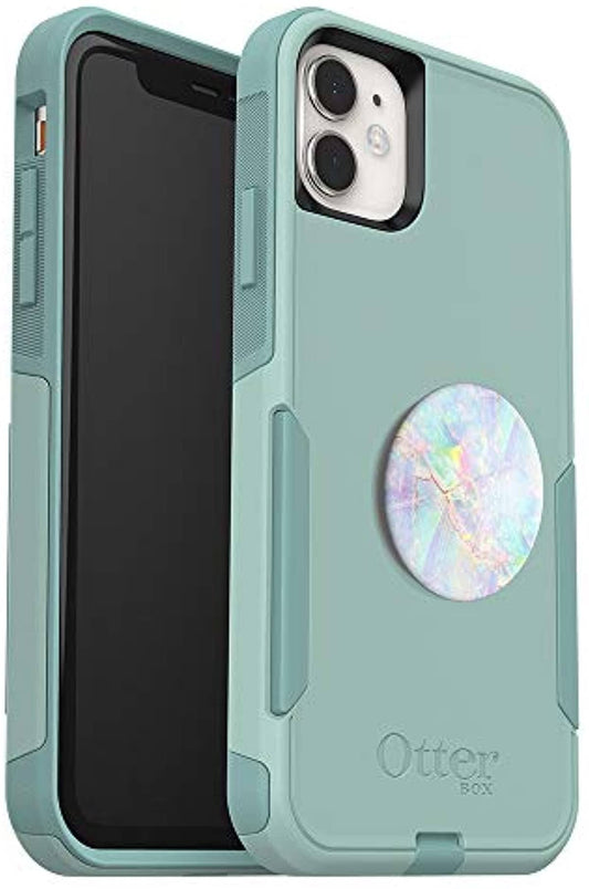 Bundle: OtterBox Commuter Series Case for iPhone 11 - (Mint Way) + PopSockets PopGrip - (Opal)