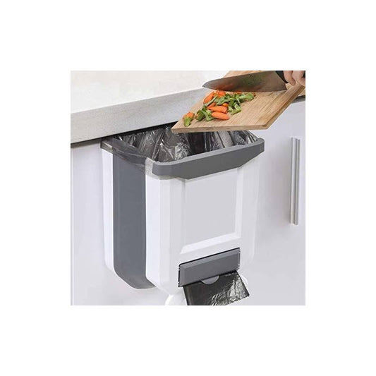 HUAPPNIO Kitchen Trash Can Plastic Collapsible 2 Gallon Wall Mounted for Cabinet Door Hanging Garbage Bin White