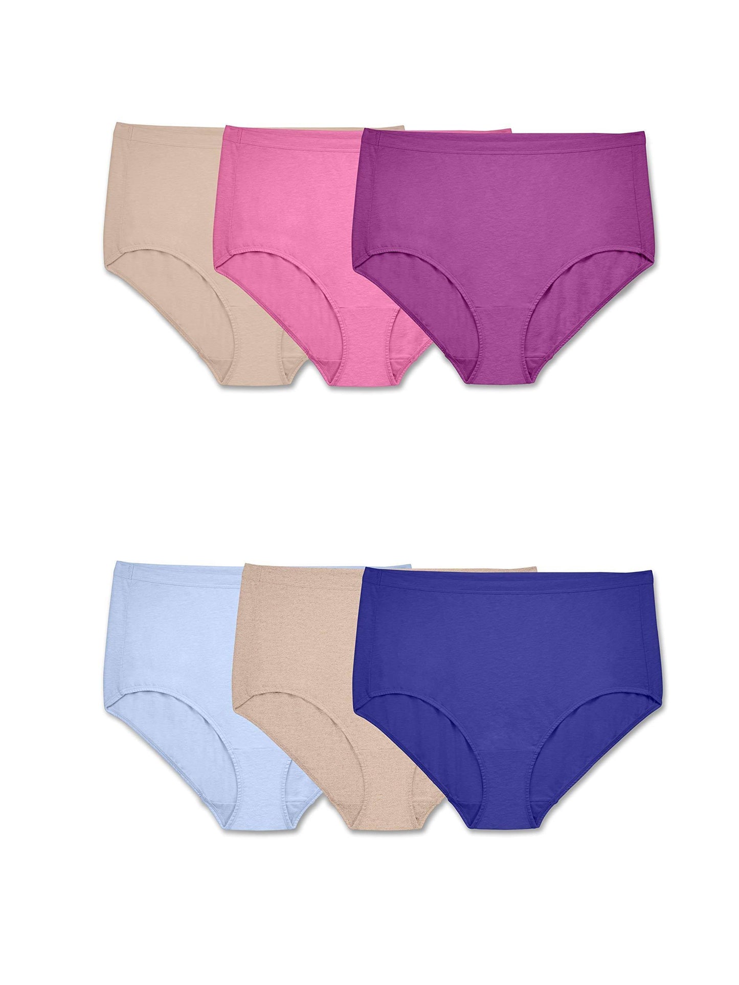 Fit for Me by Fruit of The Loom Fit for Me Womens Plus Assorted Beyondsoft Brief Panty, 6 Pack, Size: 12