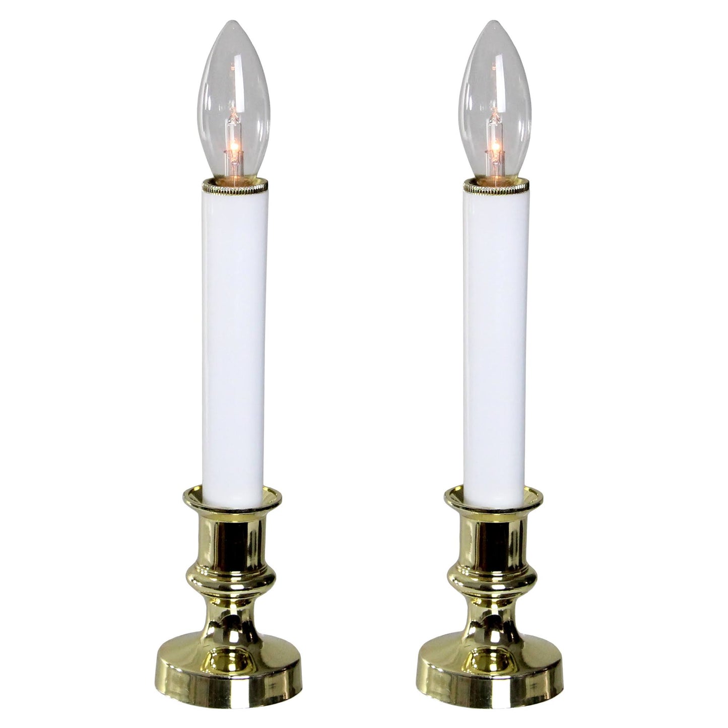 Northlight Set of 2 White and Gold Christmas Candle Lamps 9