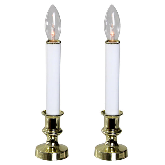 Northlight Set of 2 White and Gold Christmas Candle Lamps 9