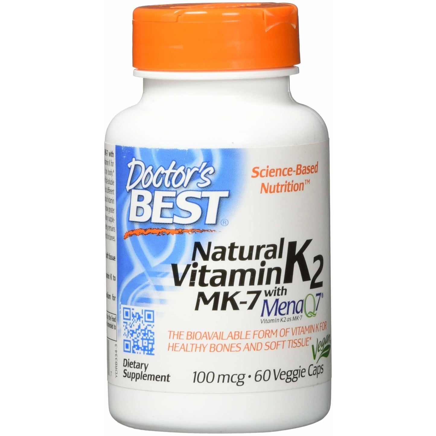 Doctors Best Vitamin K2 MK-7, with MenaQ7, Natural, 45 mcg, Veggie Caps - 60 caps