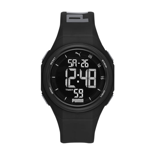 Puma Mens 9 Digital Black and Gray Polyurethane Watch - Black / Gray