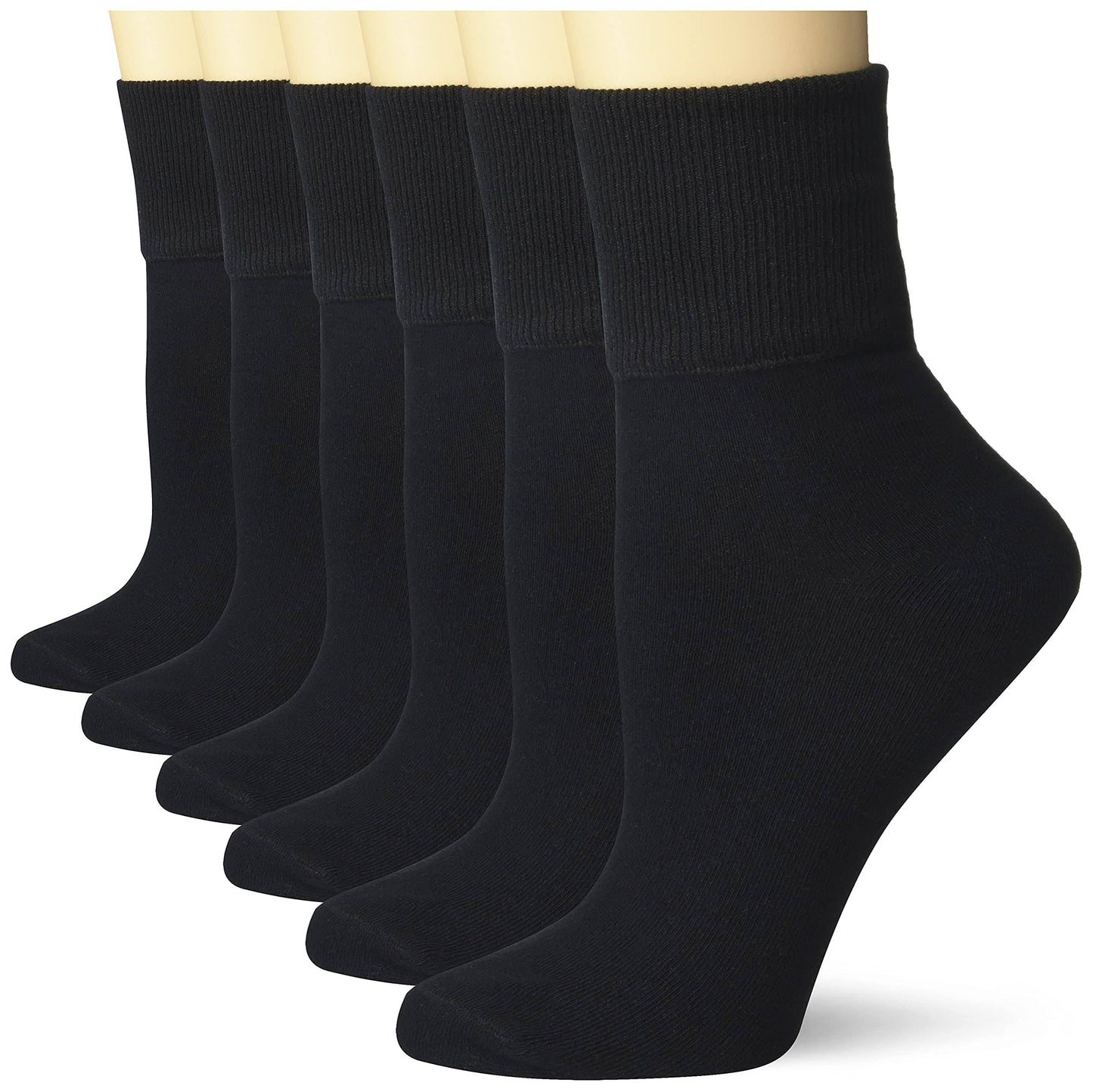 Amazon Essentials Womens Turn Cuff Socks, 6 Pairs