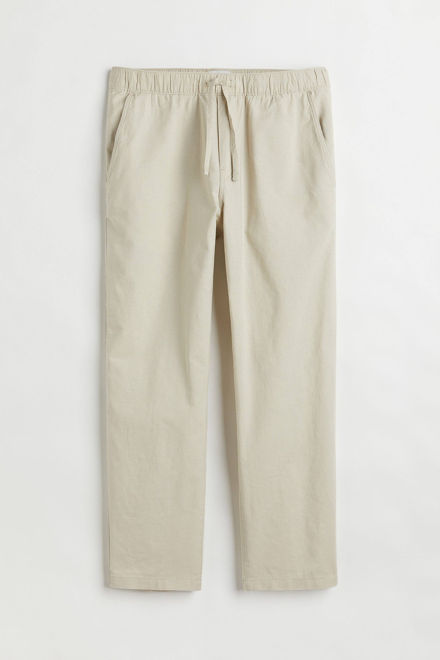 Men H&M Beige Relaxed Fit Twill Pull-on Pants