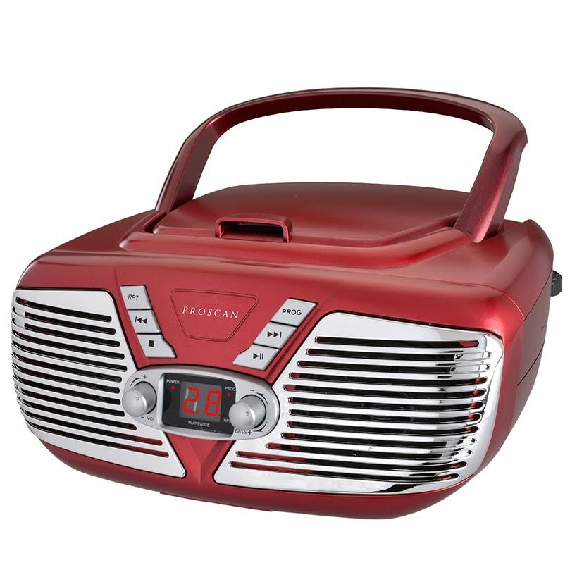 Proscan Retro-Style Portable CD Boom Box with Am/fm Radio (Red)