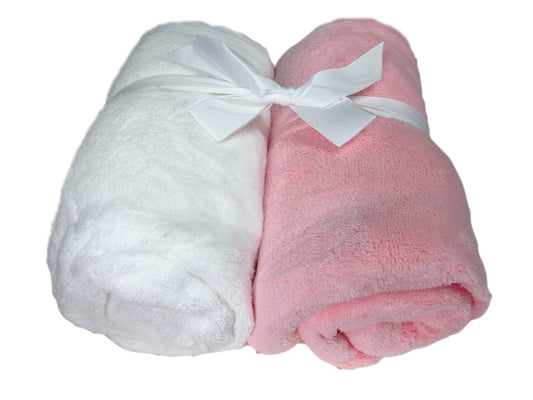 Cozy Fleece Moon and Stars Microplush Crib Sheets Pink White