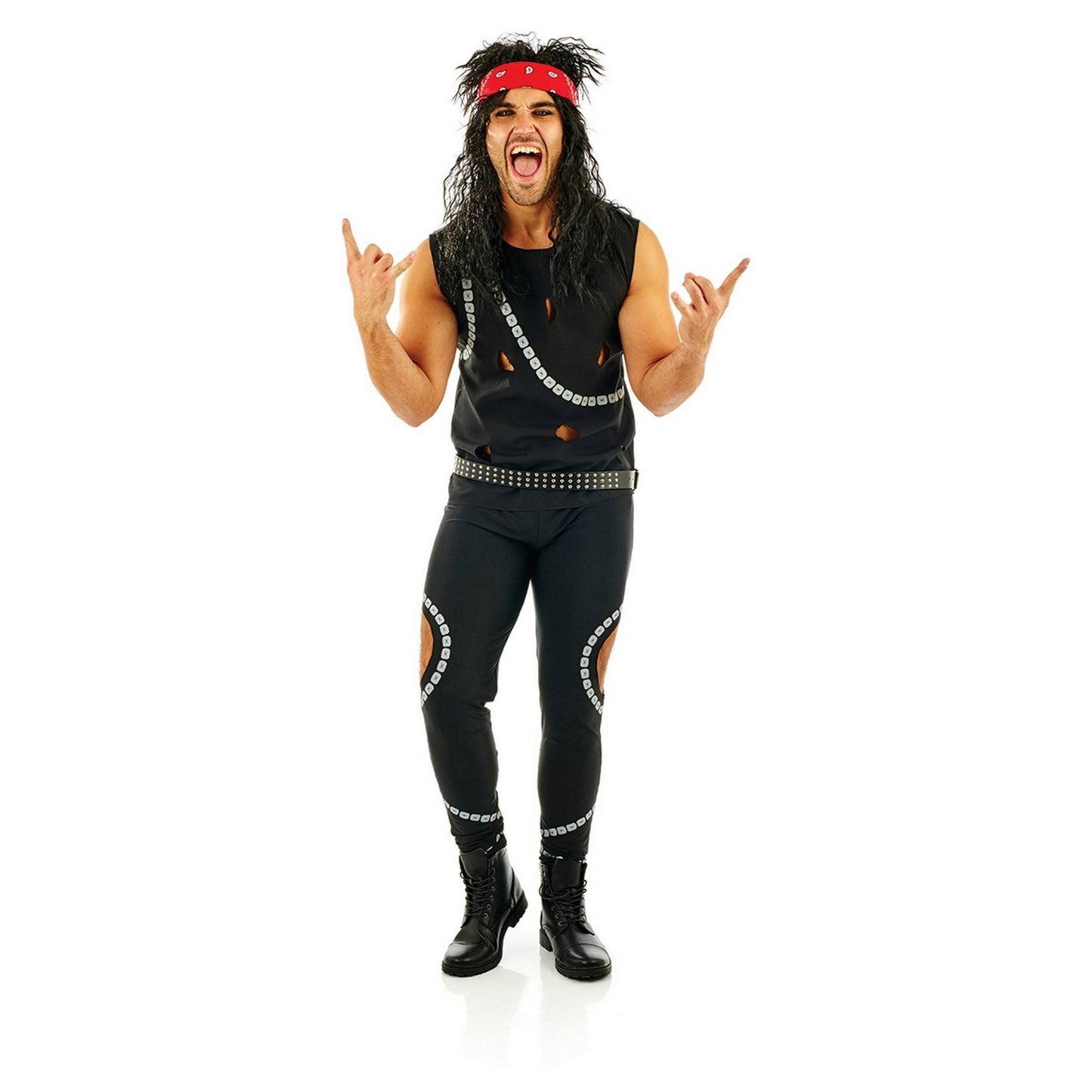 Fun Shack 80s Rock Costume Men Eighties Glam Rocker Halloween Costumes for Men Large, Mens, Black