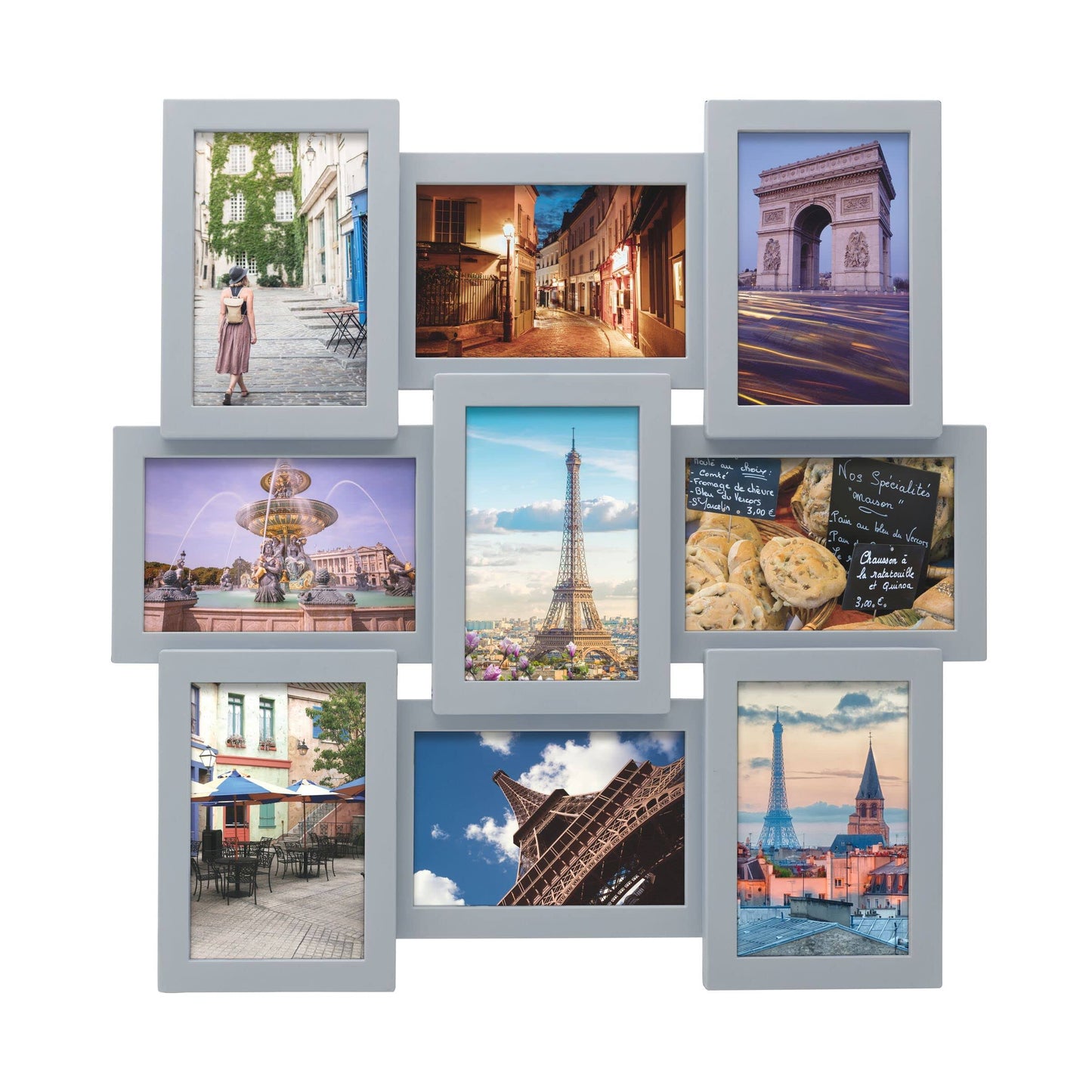 Melannco 18 x 18 Inch 9 Opening Photo Collage Frame, Displays Four 4x6 and Five 6x4 Inch Photos