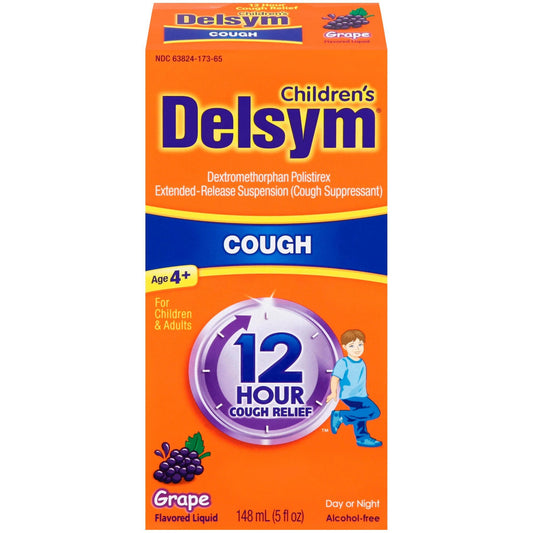 Delsym Cough Relief, 12 Hour, Liquid, Grape Flavored - 89 ml