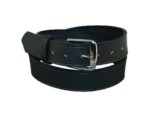 Boston Leather Off Duty Garrison Belt, 1 1/2 Nickel Black Plain