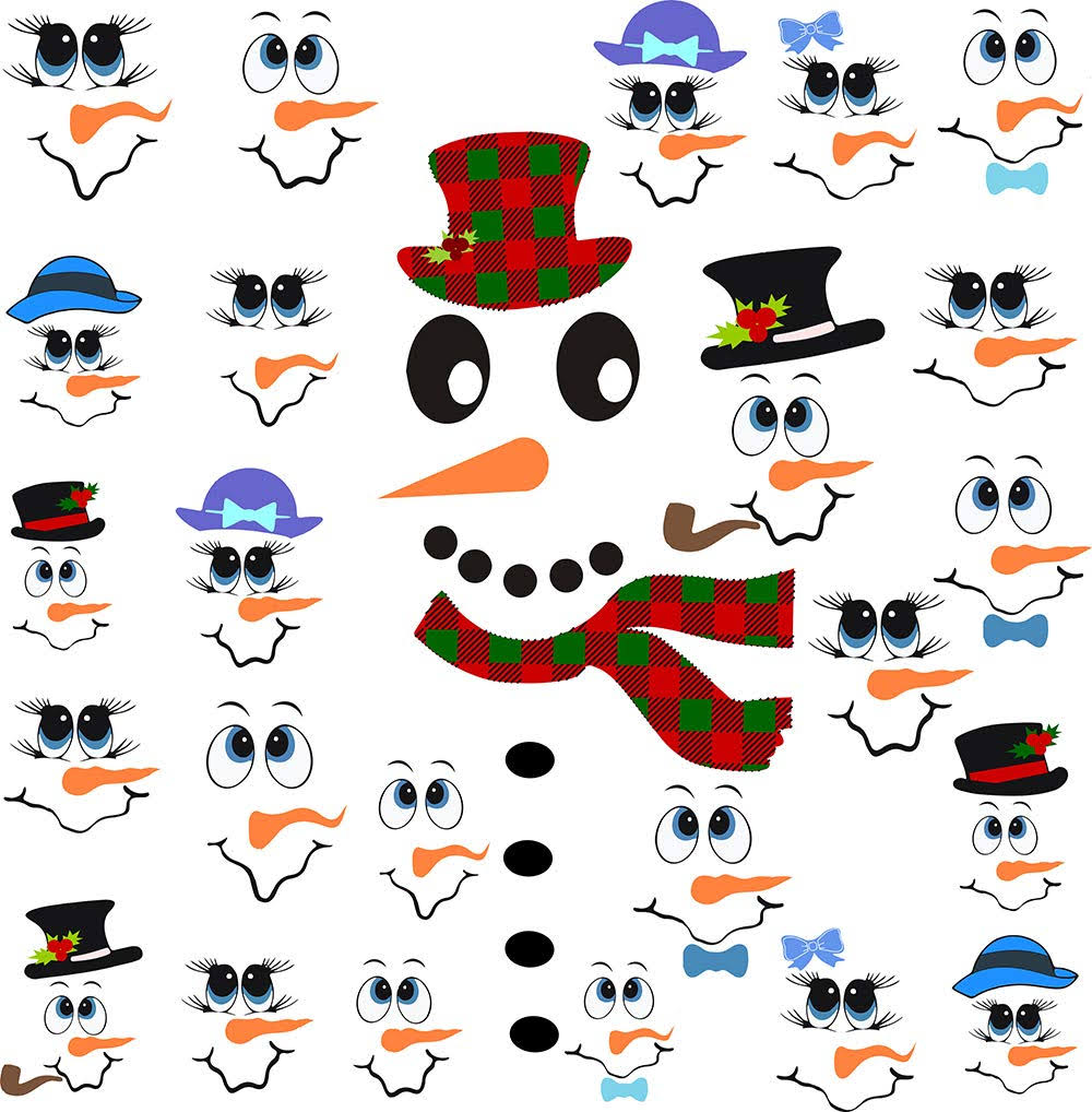 Easma Snowman Face Stickers Snowman Decals Christmas Wall Decals Snowman Faces Decals Refrigerator Wall Stickers Window Cling Decal Lovely Snowman Fac