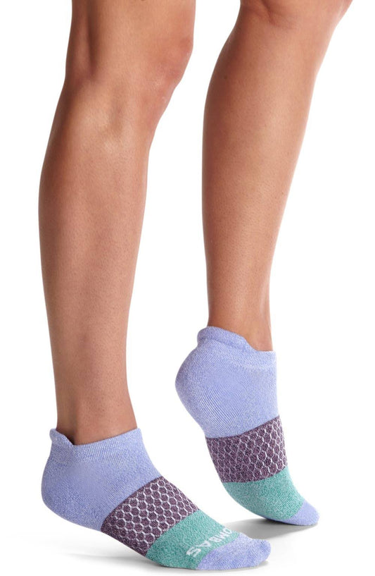 Bombas Womens Tri-Block Ankle Socks, Medium, Lavender