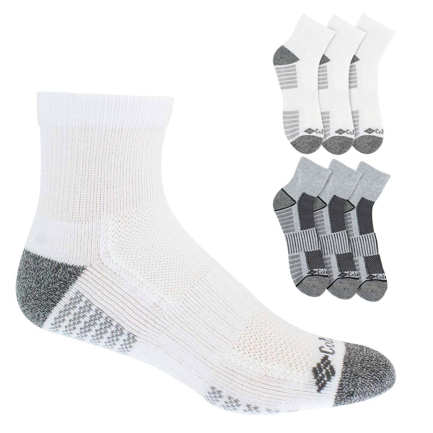 Columbia Sportswear Mens Athletic Quarter Socks, 6-Pack, RCS628MTRAS76PR