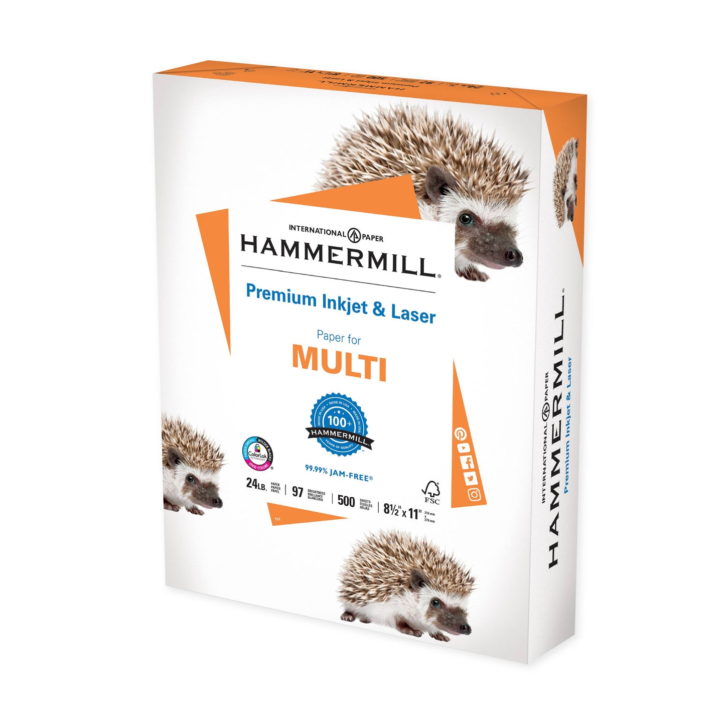 Hammermill Printer Paper, 24lb Premium Inkjet and Laser, 97 Bright, 8.5x11, 1 Ream, 500 Sheets