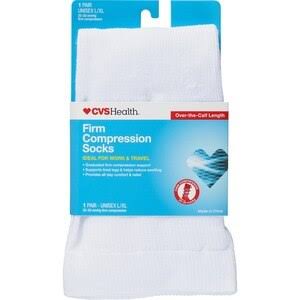 CVS Health Firm Compression Socks Over-the-Calf Length Unisex, 1 Pair, L/xl, Black - One Size | CVS