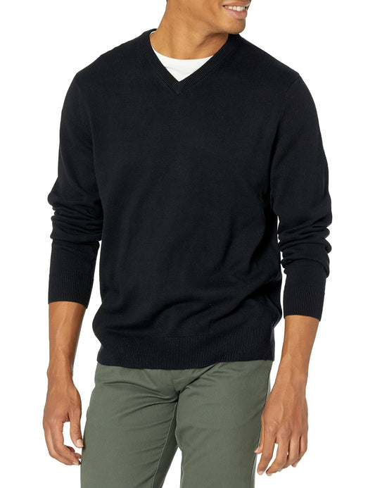 Essentials Mens V-Neck Sweater, Black, XX-Large