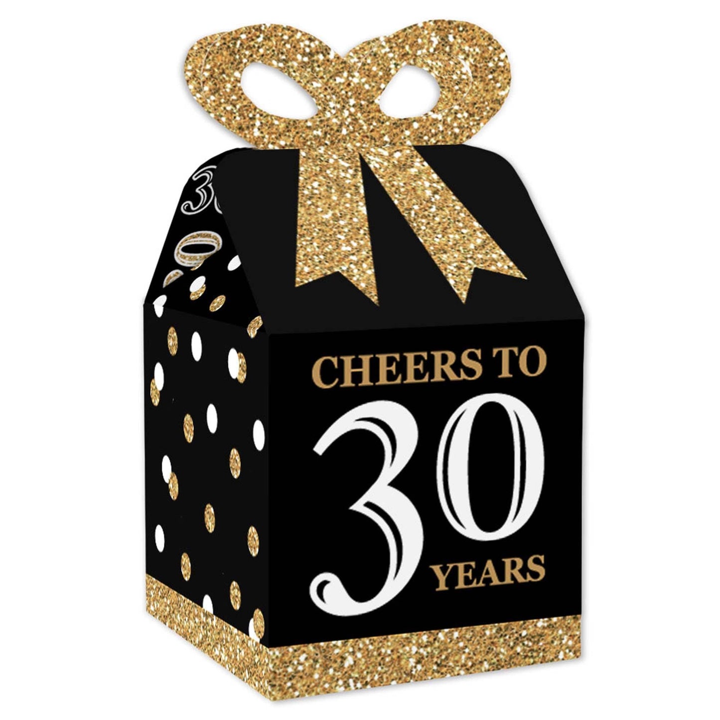 Big Dot of Happiness - Adult 70th Birthday - Gold - Square Favor Gift Boxes - Birthday Party Bow Boxes - Set of 12