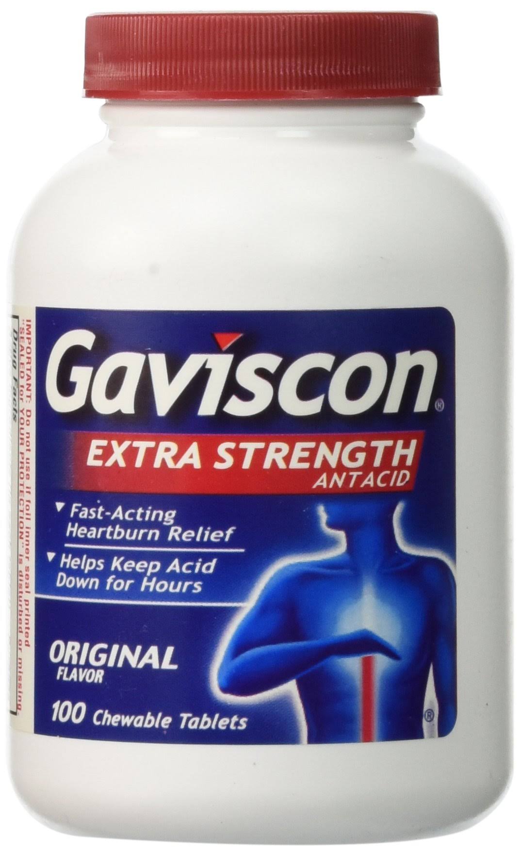 Gaviscon Antacid, Extra Strength, Cherry, Chewable Tablets - 100 count