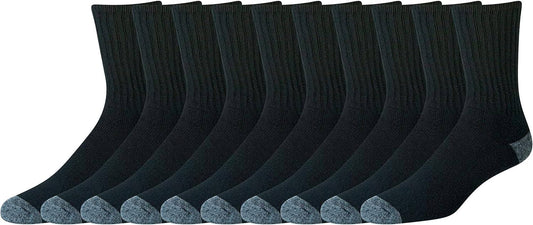 Amazon Essentials Mens Cotton Half Cushioned Crew Socks, 10 Pairs