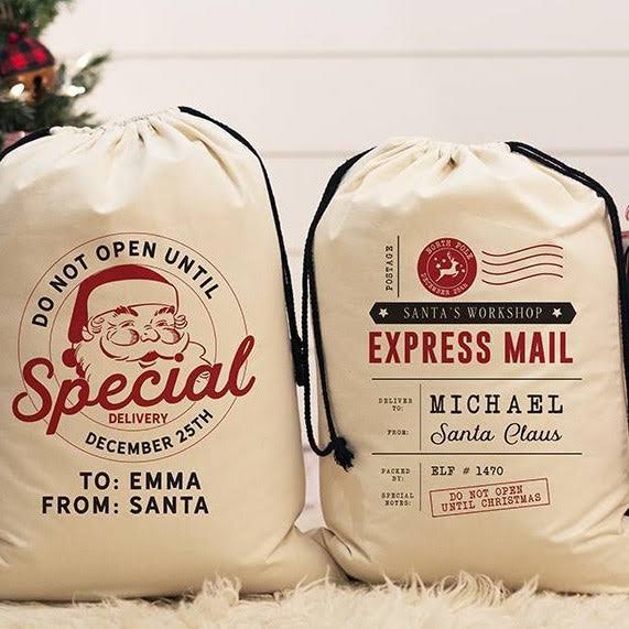 Personalized Jumbo Santa Gift Bags - Santas Workshop Collection