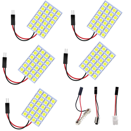 EverBrightt 5-Pack Blue 5050 24smd LED Panel Dome Light Lamp Auto Car Reading in