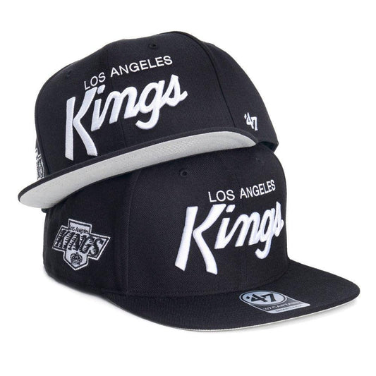 Los Angeles Kings 47 Brand Script Vintage Black Snapback Hat