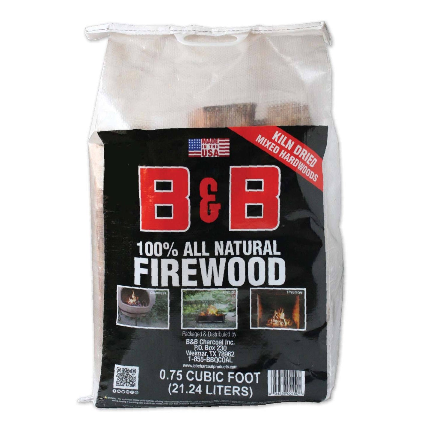 B & B Charcoal Kiln Dried All Natural Firewood 0.75 Cu ft