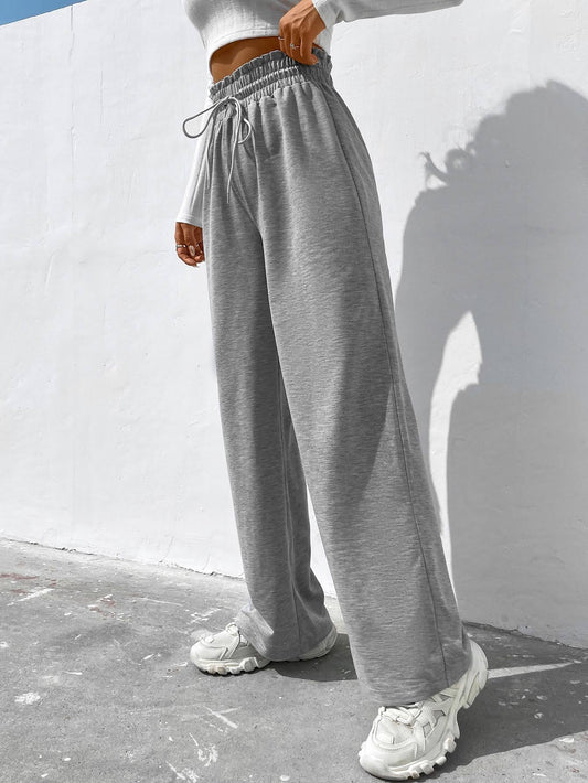 Drawstring Waist Wide Leg Joggers