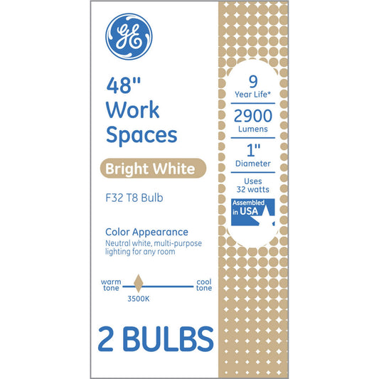 GE 32-Watt EQ T8 Bright White Medium Bi-pin Fluorescent Light Bulb