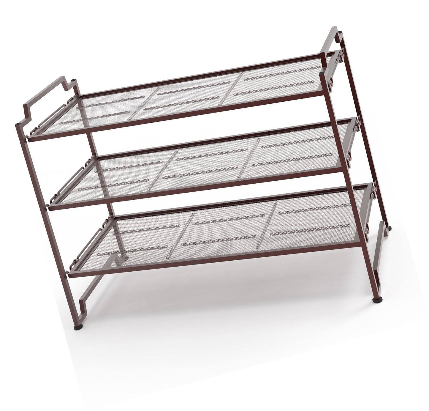 Simple Houseware 3-Tier Stackable Shoe Rack Organizer Shelf, White