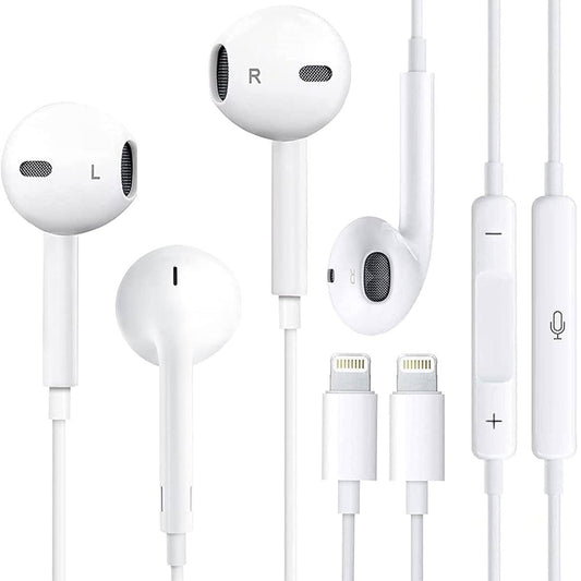 2 Pack Headphones Wired [Apple MFI Certified] Apple Earbuds with Lightning Connector (Built-in Microphone & Volume Control & Support Call) for