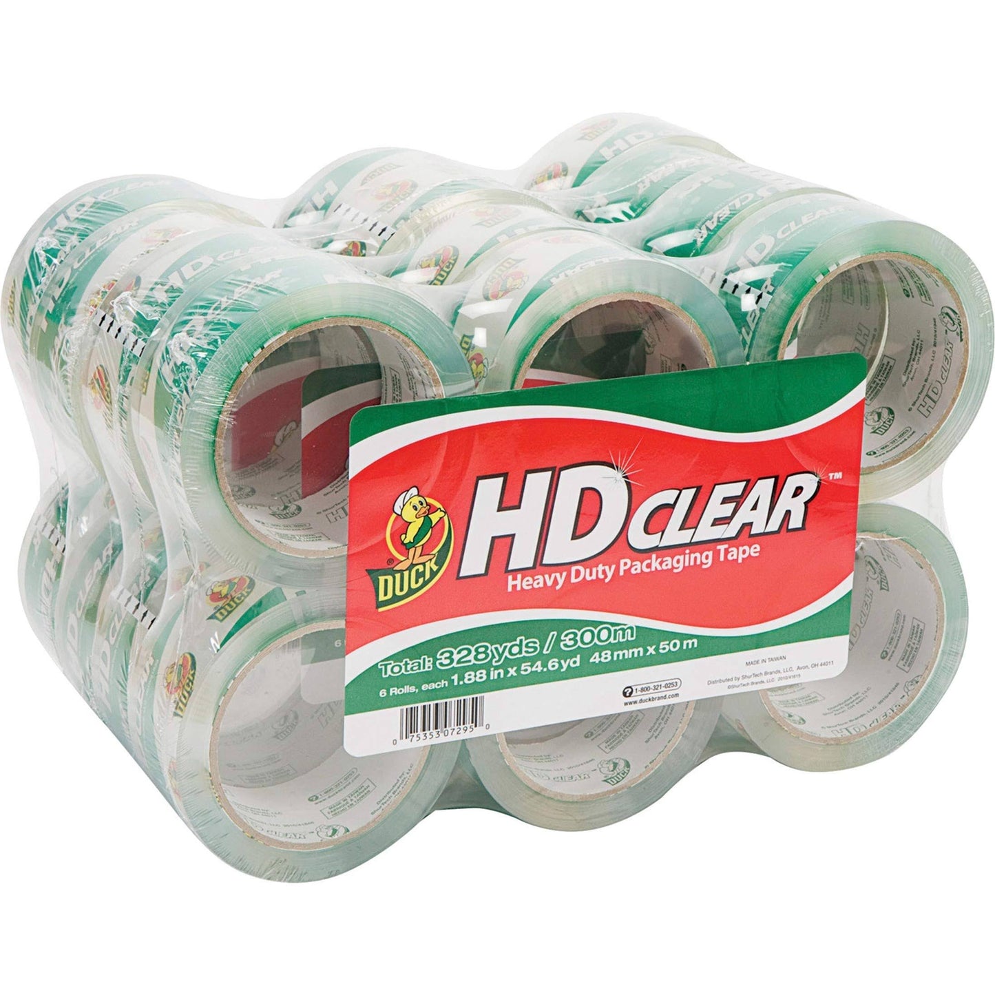 Duck Heavy-Duty Carton Packaging Tape, 1.88 x 55yds, Clear, 24-Pack