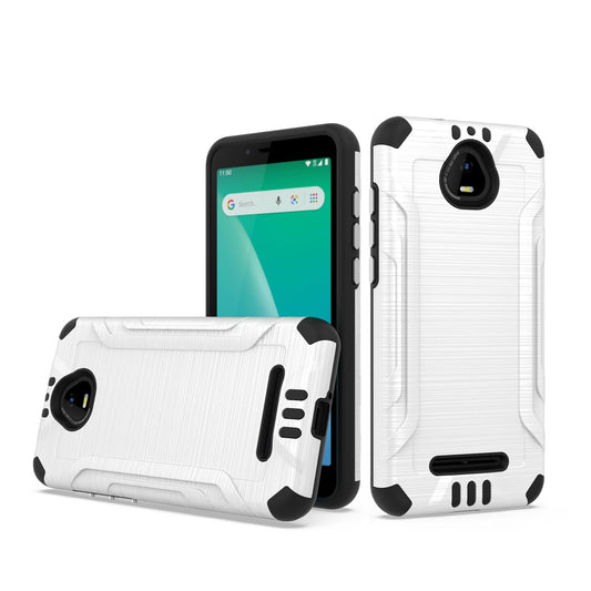 for Boost Schok Volt SV55 Tough Shockproof Hybrid Case Cover - Silver