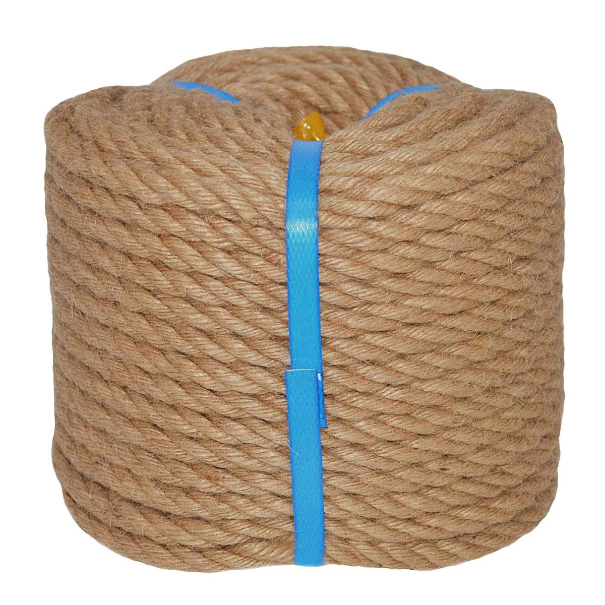 Natural Jute Rope Hemp Rope (3/8 in x 165 ft) Strong Jute Twine for Crafts Cat Scratch Post Hammock Decorating