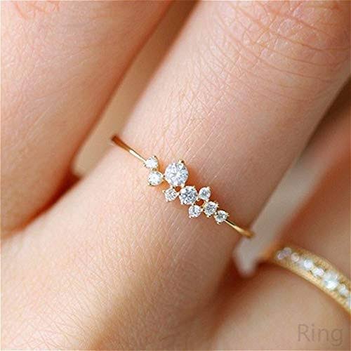 Simple 18k Gold plated Rings Women for Teen Girls White Studded Eternity Wedding Ring 925 Sterling Silver plated Engagement Stackable Rings Fashion