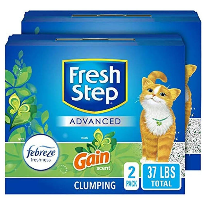 Fresh Step Advanced Clumping Cat Litter with Gain, 37 lbs Total, Extra Large (2 Pack of 18.5lb Boxes)